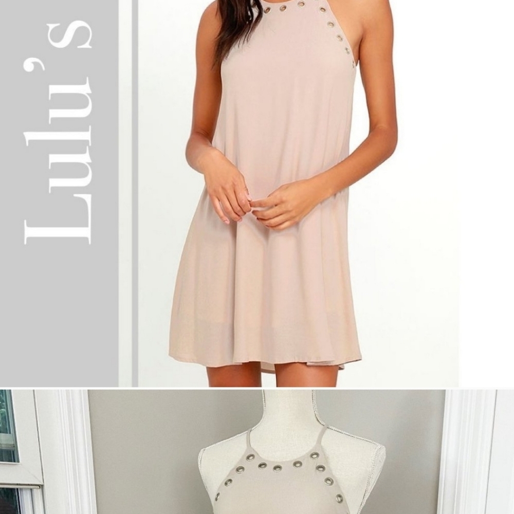 Lulu’s Flawless and Grommet Beige Swing Dress